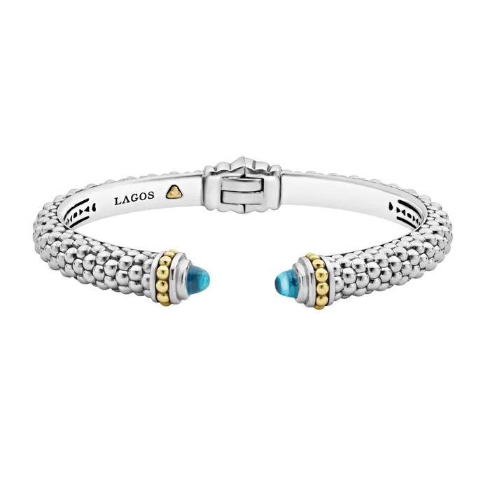 Lagos Bracelets Caviar Color Swiss Blue Topaz Cuff Bracelet 8mm