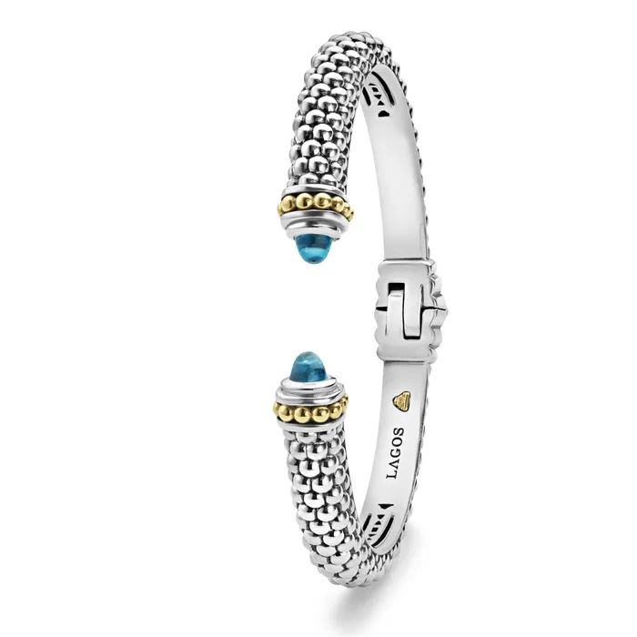 Lagos Bracelets Caviar Color Swiss Blue Topaz Cuff Bracelet 8mm