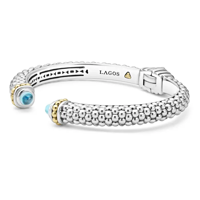 Lagos Bracelets Caviar Color Swiss Blue Topaz Cuff Bracelet 8mm