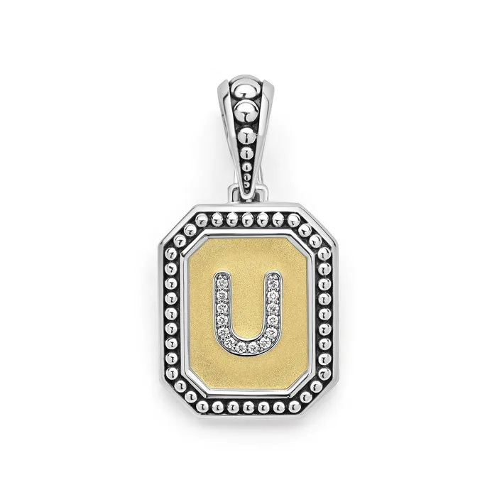 LAGOS Charm Necklaces Signature Caviar Octagon Diamond U Initial Charm