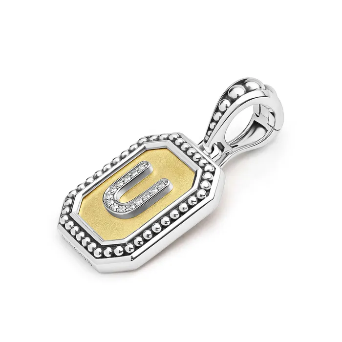 LAGOS Charm Necklaces Signature Caviar Octagon Diamond U Initial Charm