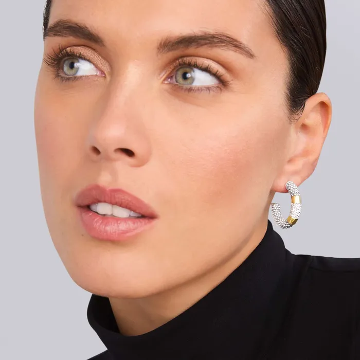 LAGOS Earrings High Bar TwoTone Diamond Hoop Earrings