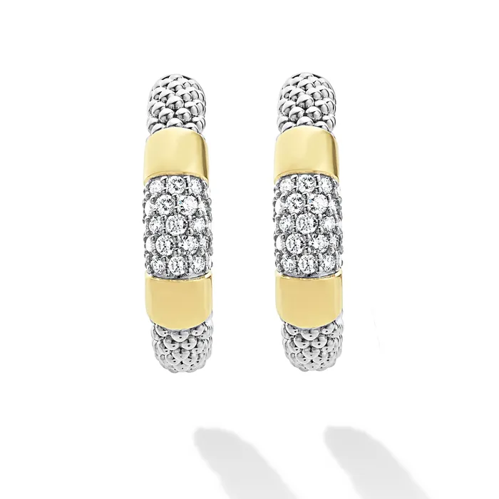 LAGOS Earrings High Bar TwoTone Diamond Hoop Earrings