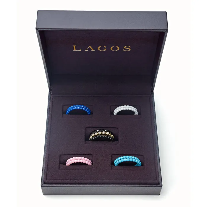 LAGOS Meridian 18K Gold Diamond Stacking Ring Set PreStyled Sets