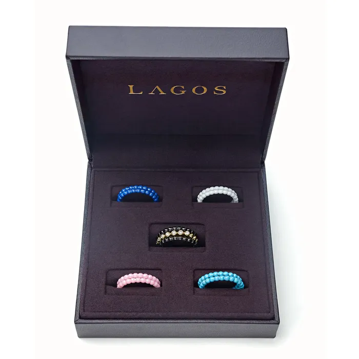 LAGOS Meridian 18K Gold Diamond Stacking Ring Set PreStyled Sets