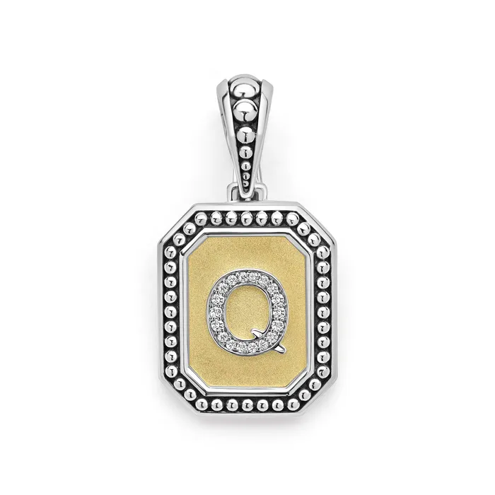 LAGOS Signature Caviar Octagon Diamond Q Initial Charm Charm Necklaces