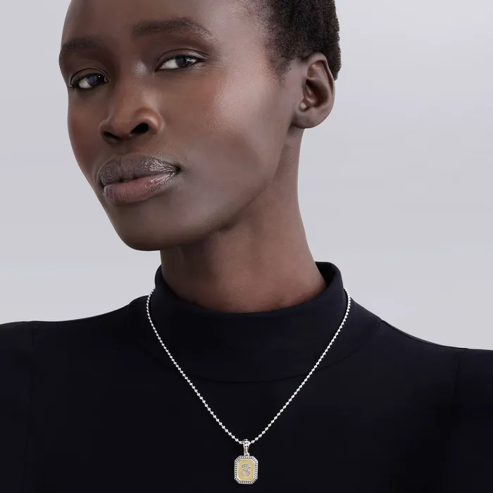 LAGOS Signature Caviar Octagon Diamond Q Initial Charm Charm Necklaces