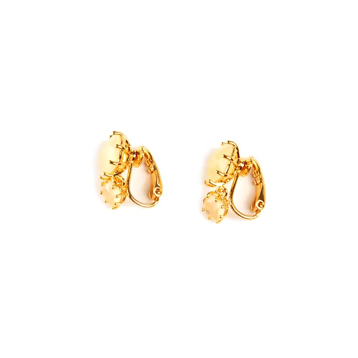 Les Nereides 2 Square Stones Citrine Clip Earrings Les Nereides Earrings