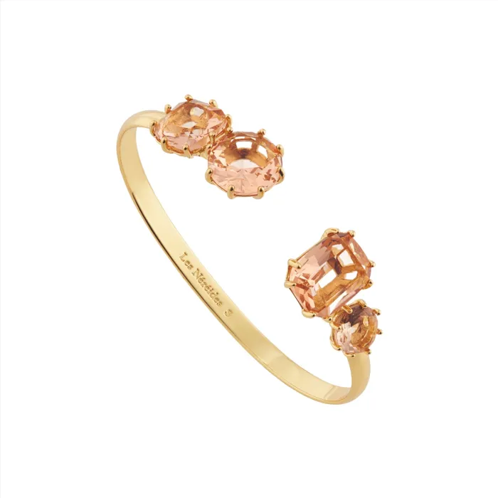 Les Nereides Bracelets Les Nereides Apricot Peach Diamantine 4 Stones Cuff Bracelet Large