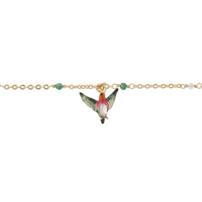 Les Nereides Bracelets Les Nereides Tropical Leaves Hummingbird And Carved Cristal Charm Bracelet