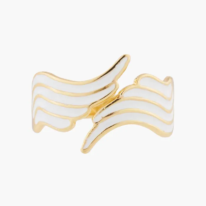 Les Nereides Les Nereides White And Gold Swan Wings Adjustable Ring Rings