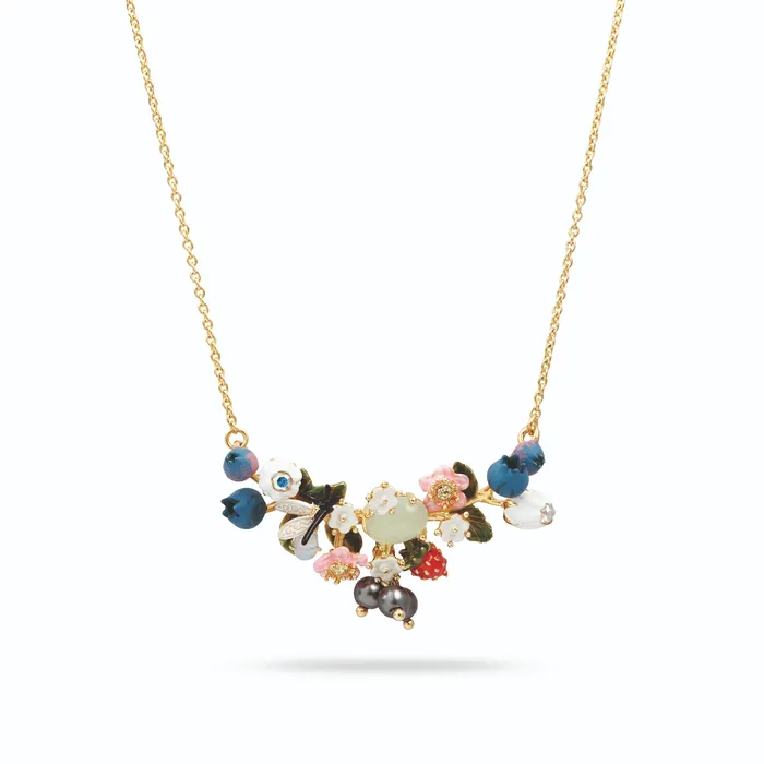 Les Nereides Necklaces Les Nereides Blueberry Firefly and Round Cut Stone Necklace