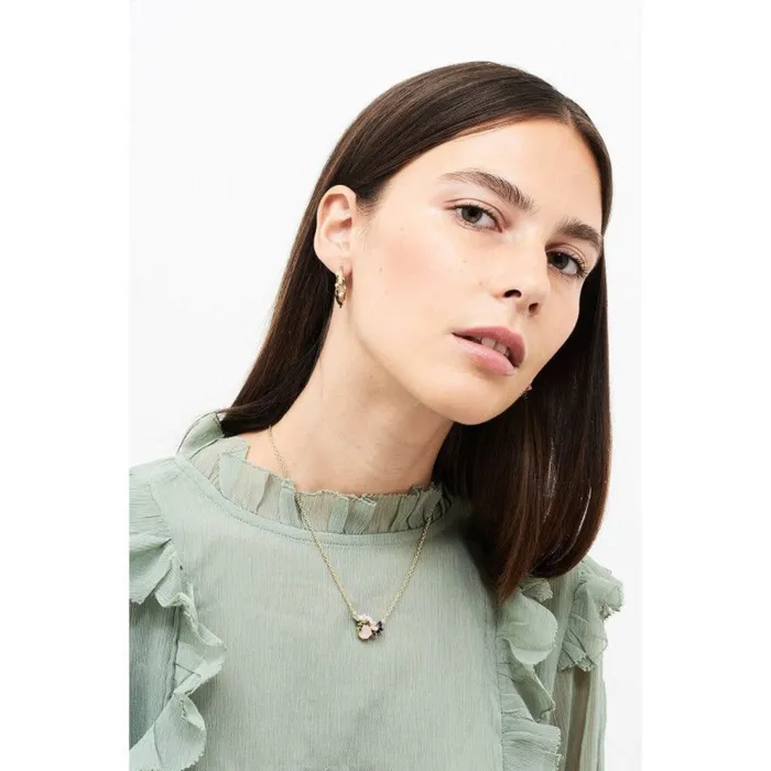Les Nereides Necklaces Les Nereides Necklace With Faceted Glass And Small Flowers