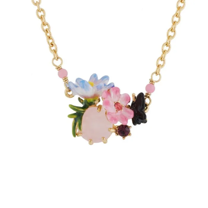 Les Nereides Necklaces Les Nereides Necklace With Faceted Glass And Small Flowers