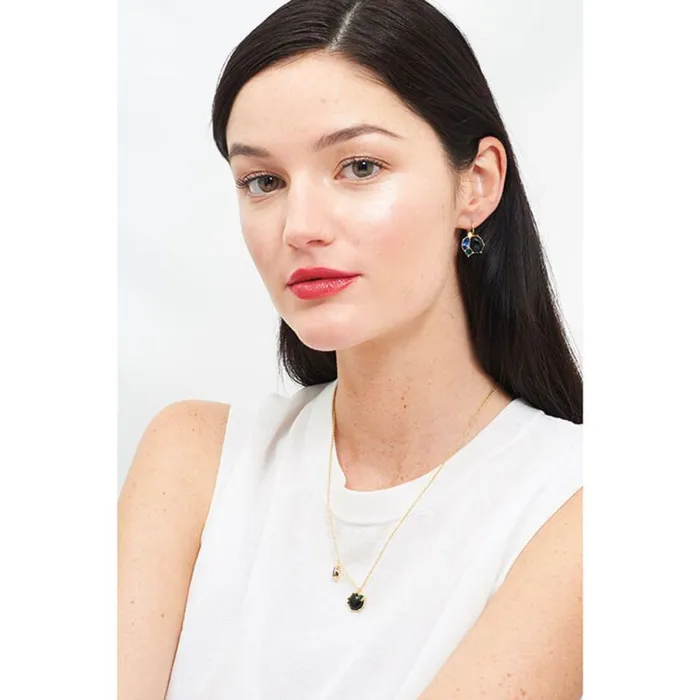 Les Nereides Necklaces Les NereidesOnyx And Asymetrical Rhinestones Thin NecklaceOne Size