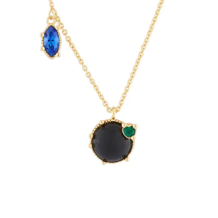 Les Nereides Necklaces Les NereidesOnyx And Asymetrical Rhinestones Thin NecklaceOne Size