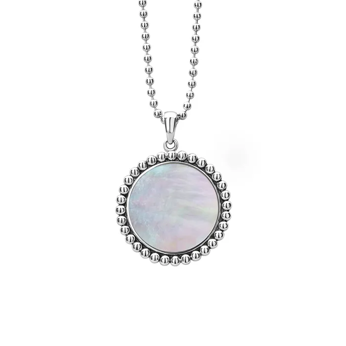 Maya Large Mother of Pearl Circle Pendant Necklace Lagos Necklaces