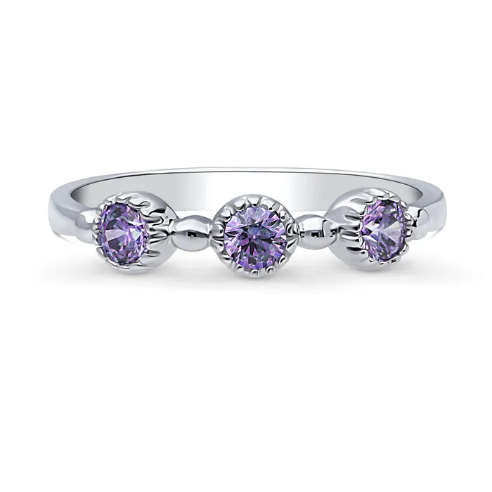 Milgrain Purple Pave CZ Eternity Ring in Sterling Silver BERRICLE Rings