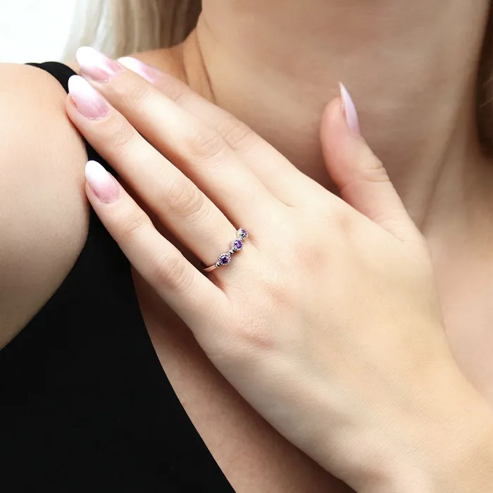 Milgrain Purple Pave CZ Eternity Ring in Sterling Silver BERRICLE Rings