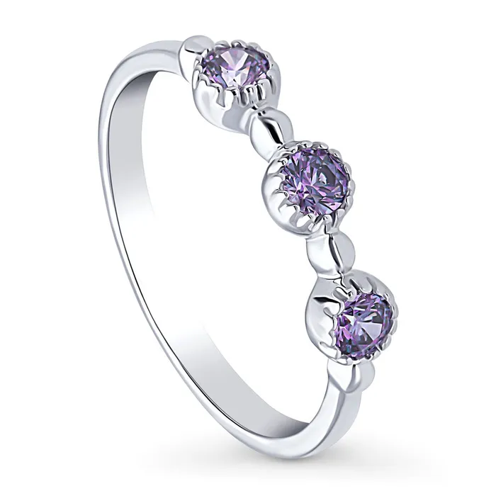 Milgrain Purple Pave CZ Eternity Ring in Sterling Silver BERRICLE Rings