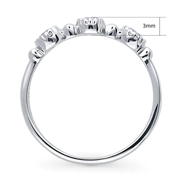 Milgrain Purple Pave CZ Eternity Ring in Sterling Silver BERRICLE Rings
