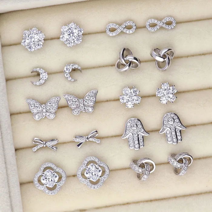Moon CZ Stud Earrings in Sterling Silver BERRICLE Earrings