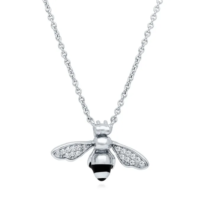 Necklaces Bee CZ Necklace and Earrings in Sterling Silver BERRICLE