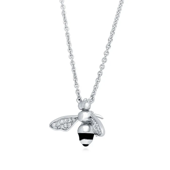 Necklaces Bee CZ Necklace and Earrings in Sterling Silver BERRICLE