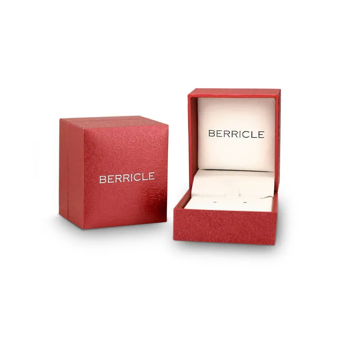 Necklaces BERRICLE Halo Morganite Color CZ Necklace in Sterling Silver