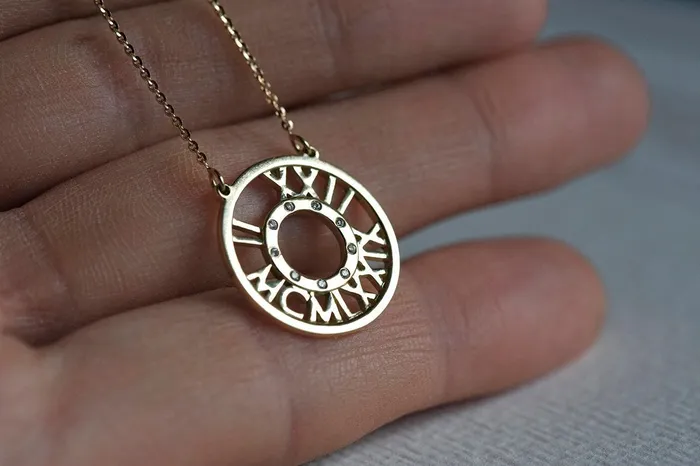 Necklaces capucinne Gold Circle Necklace Roman Numerals Necklace