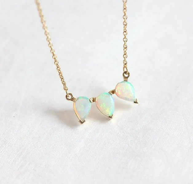 Necklaces Capucinne Rayna Three Stone Opal Necklace
