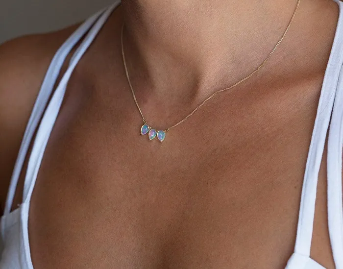 Necklaces Capucinne Rayna Three Stone Opal Necklace