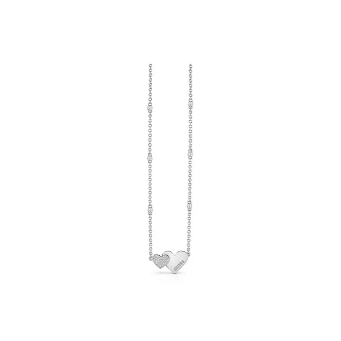 Necklaces Guess GuessNecklace Silver Color Pave Plain Heart With Crystal 1618