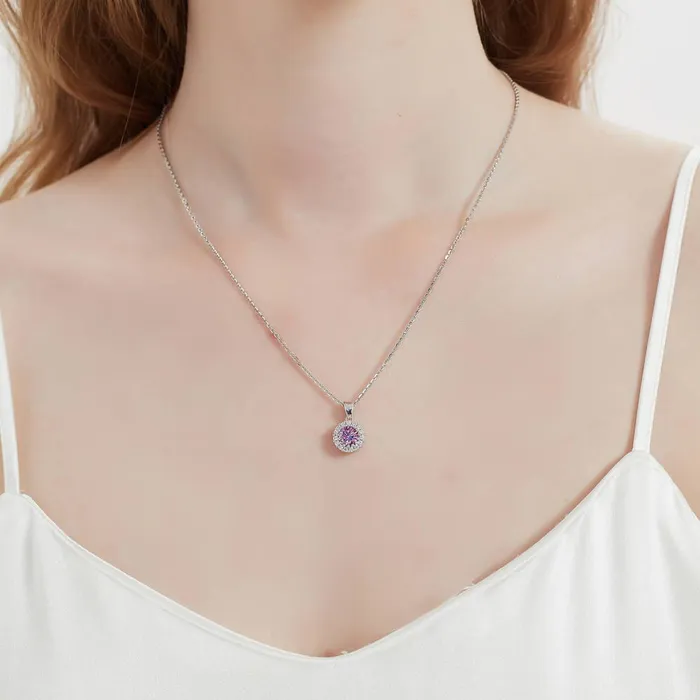 Necklaces Halo Kaleidoscope CZ Necklace in Sterling Silver BERRICLE