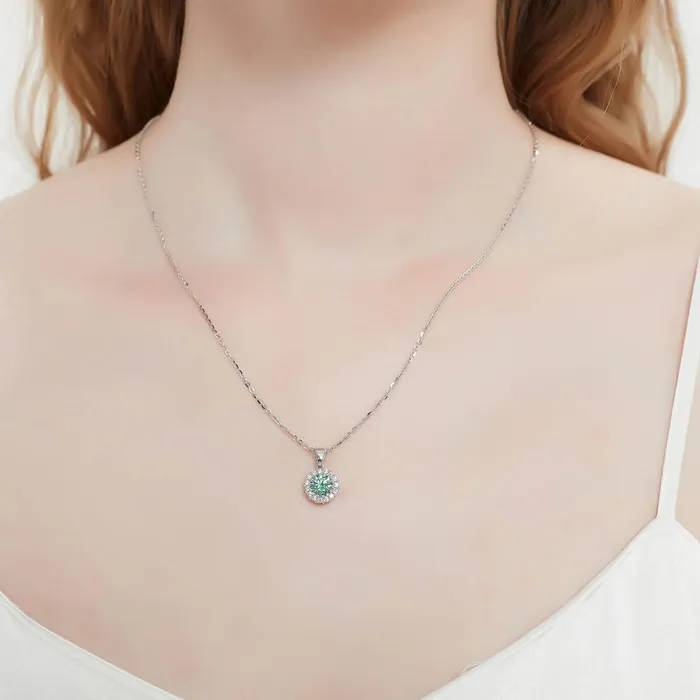 Necklaces Halo Kaleidoscope CZ Necklace in Sterling Silver BERRICLE