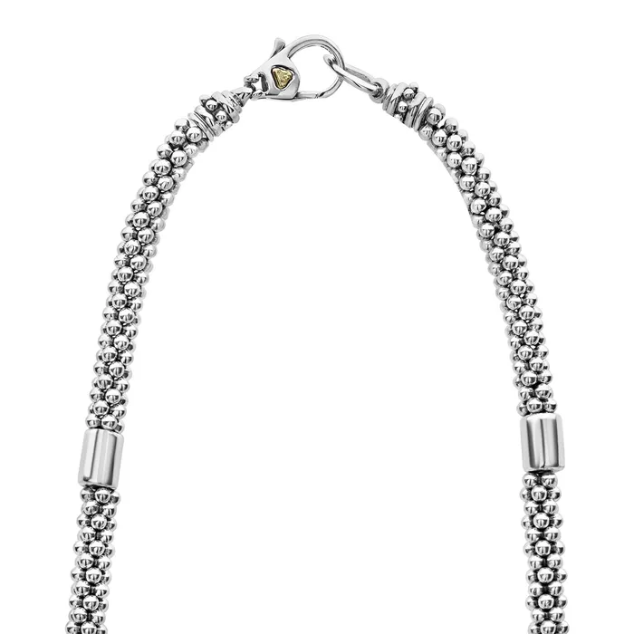 Necklaces Lagos High Bar TwoTone Station Caviar Necklace 5mm
