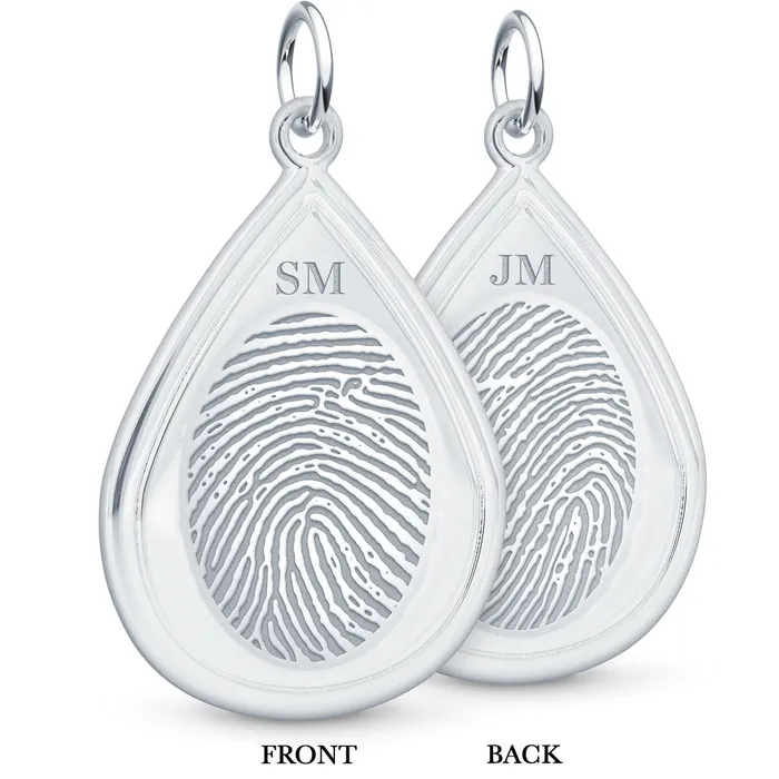 Necklaces Legacy Touch Dual Print Sterling Silver Tear Drop Pendant