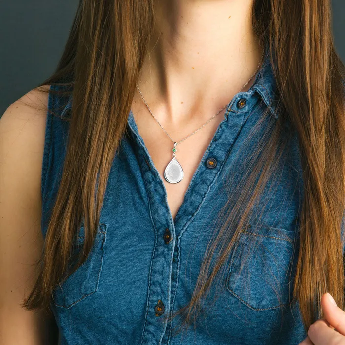 Necklaces Legacy Touch Dual Print Sterling Silver Tear Drop Pendant