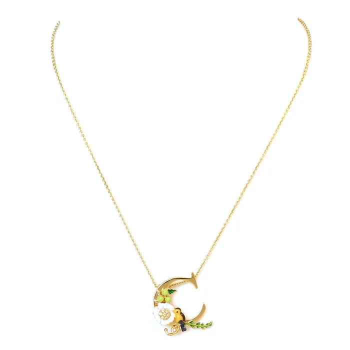 Necklaces Les Nereides Les Nereides Collier Alphabet Fleuri Letter Necklace C