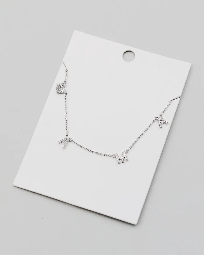 Necklaces MAMA CZ Stone Letter Charm Delicate Chain Pendant Necklace CHECK20241
