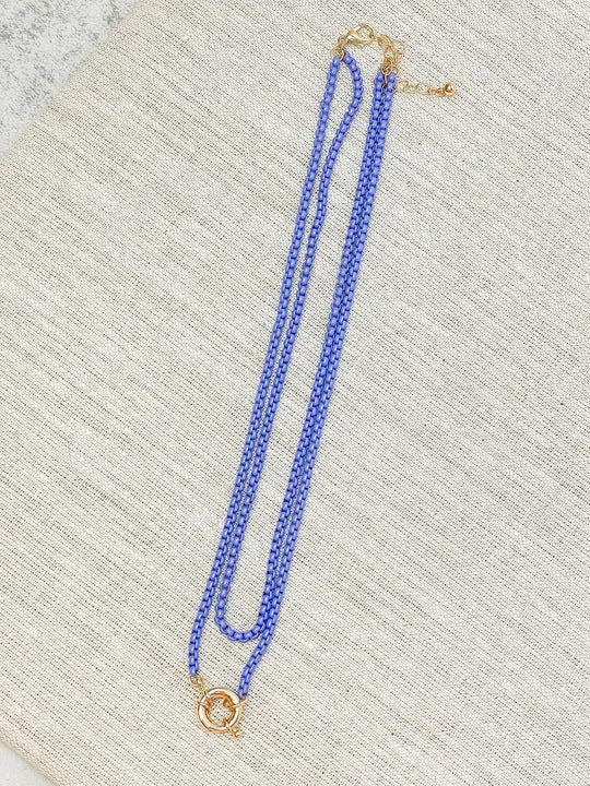 Necklaces Prep Obsessed RNK Enamel Box Chain Layered Necklace Purple