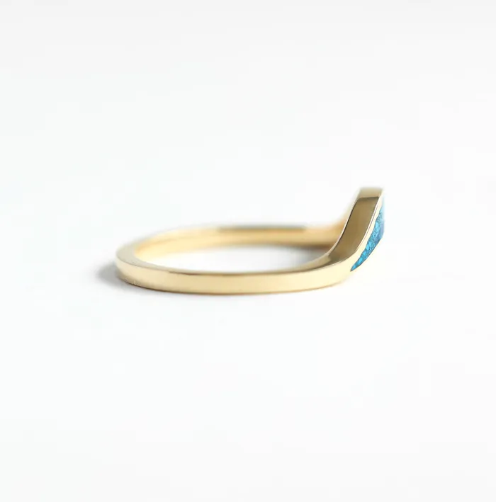 Ocean Ring Lake Ring Unique Curved Inlay Band Ready to Ship Capucinne Rings