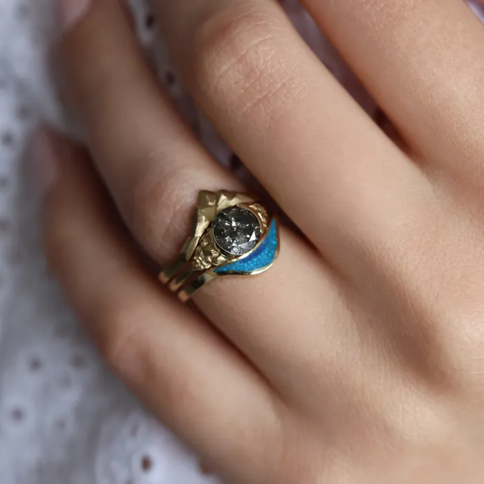 Ocean Ring Lake Ring Unique Curved Inlay Band Ready to Ship Capucinne Rings