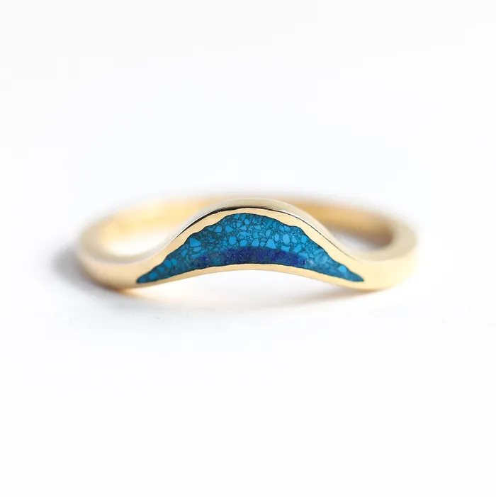 Ocean Ring Lake Ring Unique Curved Inlay Band Ready to Ship Capucinne Rings