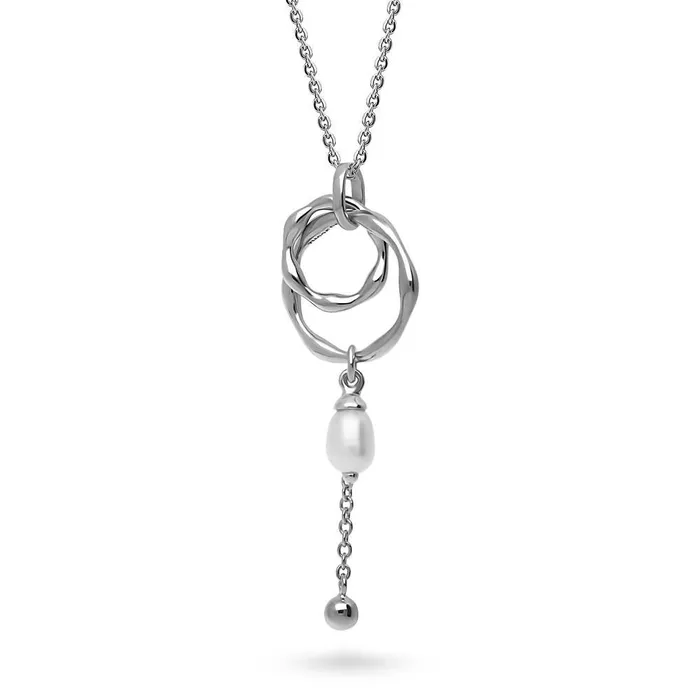 Open Circle Cultured Pearl Necklace in Sterling Silver BERRICLE Necklaces
