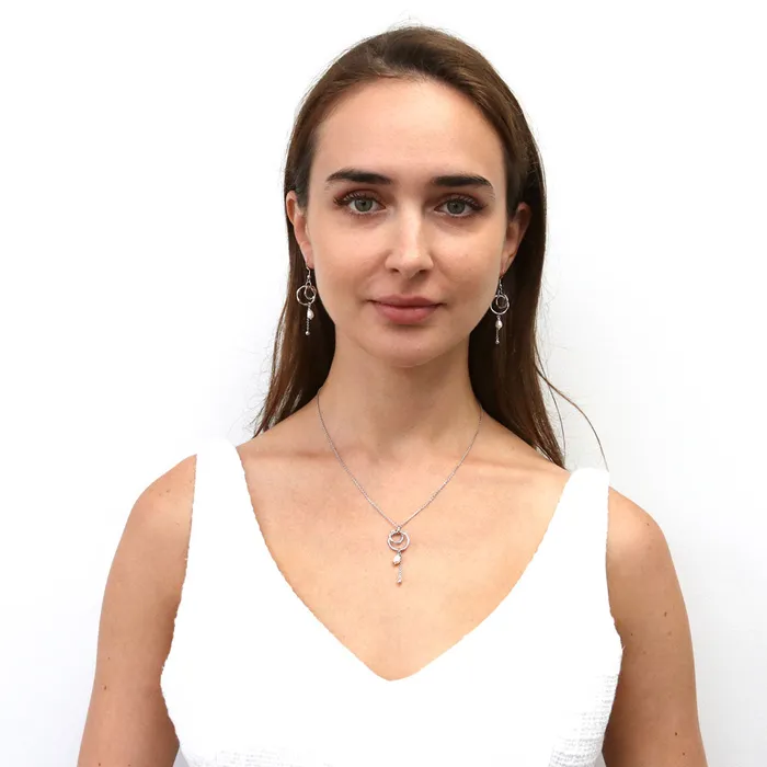 Open Circle Cultured Pearl Necklace in Sterling Silver BERRICLE Necklaces
