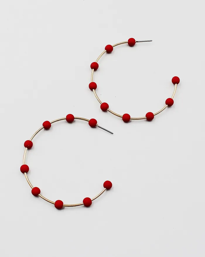 Open Hoop Earrings with Tiny Acrylic Beads CHECK20241 Earrings