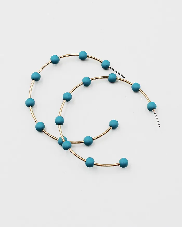 Open Hoop Earrings with Tiny Acrylic Beads CHECK20241 Earrings
