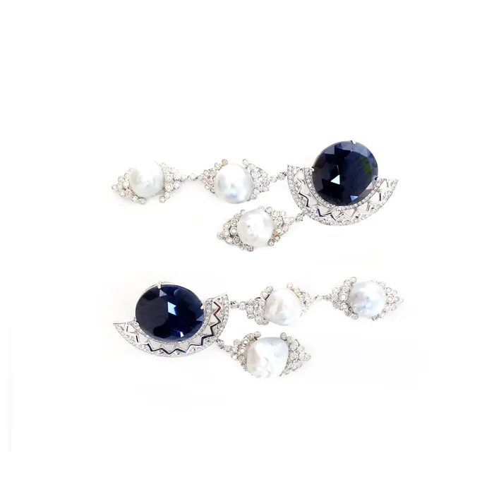 Ouzounian Set Earring 18 Carat WhiteGoldWith Sapphire Ouzounian Jewelry Earrings
