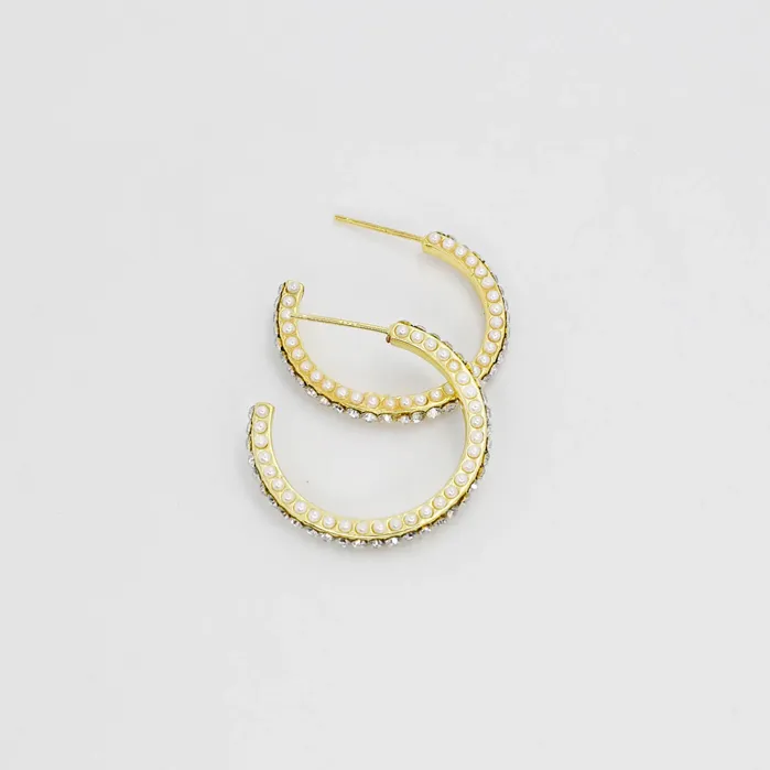 Pearly Sparkle Hoop Earrings Treasure Jewels Earrings